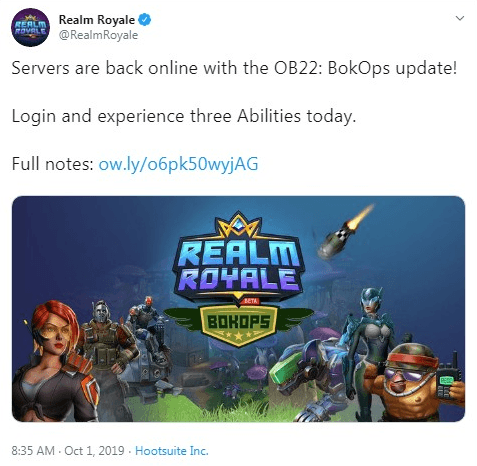 Realm Royale Patch Notes Ob22 Update Latest Version 1 39